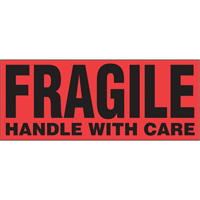 "Fragile Handle with Care" Special Handling Labels, 5" L x 2" W, Black on Red PB419 | CTEC Supply