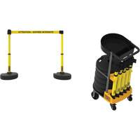 Plus Portable Barrier System Cart Package with Tray, 75' L, Metal/Plastic, Yellow SGQ813 | CTEC Supply