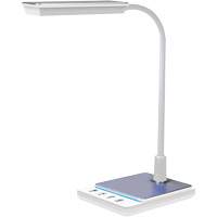Goose Neck Desk Lamp with USB Charger, 8 W, LED, 15" Neck, White XI753 | CTEC Supply