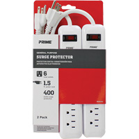 Surge Protector 2-Pack, 6 Outlets, 400 J, 1875 W, 1.5' Cord XJ247 | CTEC Supply
