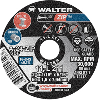 Zip™ Cut-Off Wheel, 2" x 1/16", 5/16" Arbor, Type 1, Aluminum Oxide, 5100 RPM YC582 | CTEC Supply